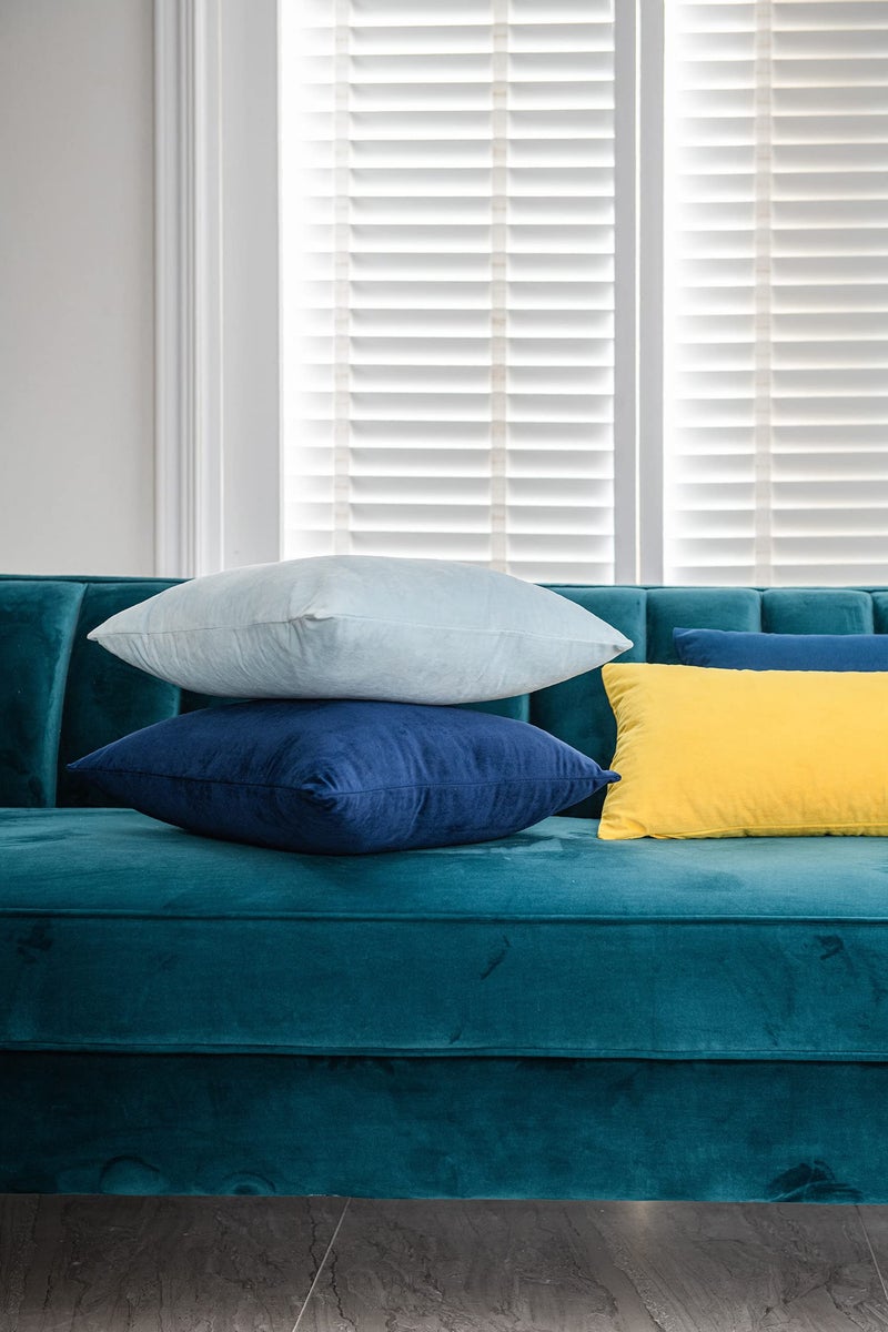 DEZENE Couch Pillow Cases 20x20 Navy: 2 Pack Cozy Soft Velvet Square Throw Pillow Covers for Farmhouse Home Decor - Image 5